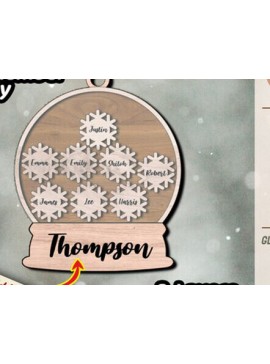 Σετ των 2 Intra απο ξύλο plywood 3mm-4mm πάχος – Snowglobe Ornament, Οικογενειακό Στολίδι Δίασταση  20x20 cm INTRAFABR-81159487