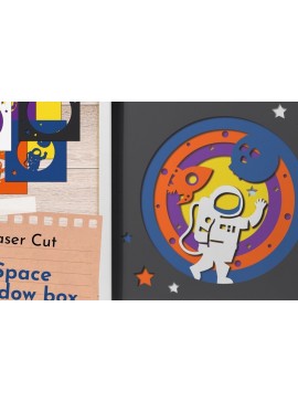 Σετ των 2 Intra απο ξύλο plywood 3mm-4mm πάχος – Space Shadow Box, Astronaut Light Box Δίασταση  20x20 cm INTRAFABR-80145602