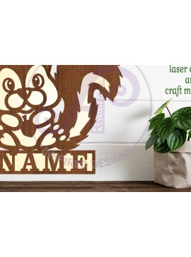 Intra απο ξύλο plywood 3mm-4mm πάχος – Αρχείο κοπής με λέιζερ Squirrel Name Sign Δίασταση  40x30 cm INTRAFABR-83182812