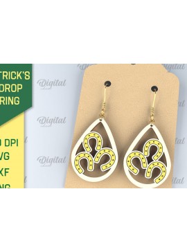 Σετ των 3 Intra απο ξύλο plywood 3mm-4mm πάχος – Σκουλαρίκια St. Patrick's Day Drop Lasercut Δίασταση  5x5 cm INTRAFABR-87838219