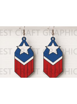 Σετ των 3 Intra απο ξύλο plywood 3mm-4mm πάχος – Σκουλαρίκια Star Chevron USA Δίασταση  5x5 cm INTRAFABR-122656542