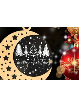 Σετ των 2 Intra απο ξύλο plywood 3mm-4mm πάχος – Star Moon Ornaments Δίασταση  20x20 cm INTRAFABR-83740395