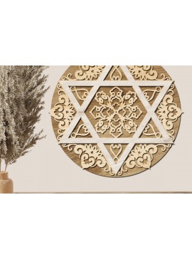 Intra απο ξύλο plywood 3mm-4mm πάχος – Star of DavΠολυστρωματική διακόσμηση τοίχου Δίασταση  40x30 cm INTRAFABR-83797818