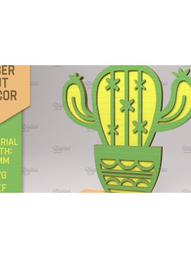 Σετ των 2 Intra απο ξύλο plywood 3mm-4mm πάχος – Χυμώδεις. Τρισδιάστατος κάκτος με στρώματα Δίασταση  20x20 cm INTRAFABR-83505008