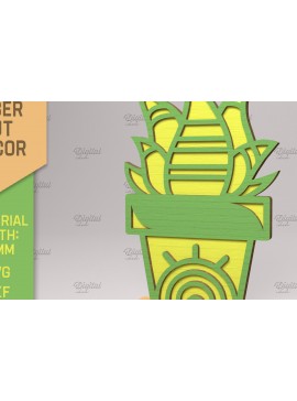 Σετ των 2 Intra απο ξύλο plywood 3mm-4mm πάχος – Χυμώδεις. Τρισδιάστατος κάκτος με στρώματα Δίασταση  20x20 cm INTRAFABR-83506111