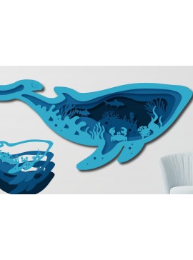 Σετ των 2 Intra απο ξύλο plywood 3mm-4mm πάχος – Αρχείο με στρώματα Summer Whale Deep Sea Δίασταση  20x20 cm INTRAFABR-33220526