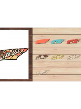 Σετ των 2 Intra απο ξύλο plywood 3mm-4mm πάχος – Κοπή χαρτιού 3D State Tennessee USA Δίασταση  20x20 cm INTRAFABR-64957503