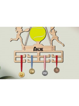 Σετ των 2 Intra απο ξύλο plywood 3mm-4mm πάχος – Αθλητικό δώρο Tennis Woman Medal Hanger Δίασταση  20x20 cm INTRAFABR-120164837