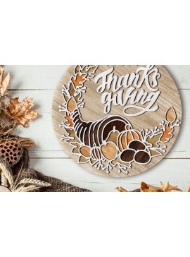 Σετ των 2 Intra απο ξύλο plywood 3mm-4mm πάχος – Πρότυπο πολυστρωματικής κοπής ημέρας των ευχαριστιών Δίασταση  20x20 cm INTRAFABR-80312364