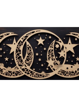 Σετ των 2 Intra απο ξύλο plywood 3mm-4mm πάχος – Triple Moon Enchantment Δίασταση  20x20 cm INTRAFABR-94962326