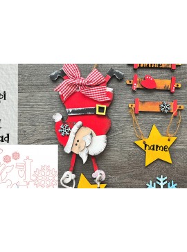 Σετ των 2 Intra απο ξύλο plywood 3mm-4mm πάχος – Ανάποδα Santa Ornament Laser Δίασταση  20x20 cm INTRAFABR-82640287