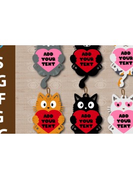 Σετ των 3 Intra απο ξύλο plywood 3mm-4mm πάχος – Σκουλαρίκι Valentine Kitten Love Dangle Earring Δίασταση  5x5 cm INTRAFABR-50079939