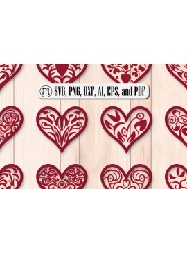 Σετ των 2 Intra απο ξύλο plywood 3mm-4mm πάχος – Πακέτο Heart Element για την Ημέρα του Αγίου Βαλεντίνου Δίασταση  20x20 cm INTRAFABR-85766931