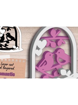 Σετ των 2 Intra απο ξύλο plywood 3mm-4mm πάχος – Τέχνη τοίχου με στρώματα γάμου, κοπή λέιζερ πτηνών Δίασταση  40x30 cm INTRAFABR-90083993