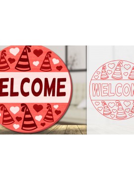 Intra απο ξύλο plywood 3mm-4mm πάχος – Καλώς ήρθατε Sign Valentine Door Lasercut Δίασταση  40x30 cm INTRAFABR-114811174