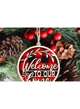 Σετ των 2 Intra απο ξύλο plywood 3mm-4mm πάχος – Καλώς ήρθατε στο Our Home Ornament Laser Δίασταση  20x20 cm INTRAFABR-41586940