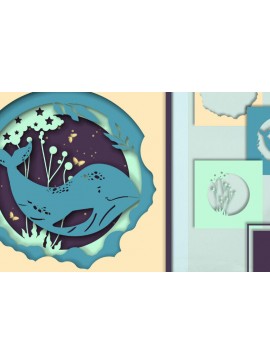 Σετ των 2 Intra απο ξύλο plywood 3mm-4mm πάχος – Κάρτα με στρώματα φάλαινας, 3D Δίασταση  20x20 cm INTRAFABR-119603232