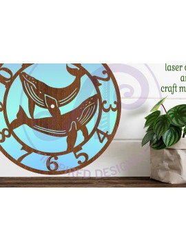 Intra απο ξύλο plywood 3mm-4mm πάχος – Αρχεία κοπής με λέιζερ ρολόι τοίχου φάλαινας, Δίασταση  40x30 cm INTRAFABR-94625003
