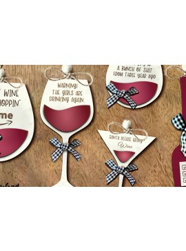 Σετ των 2 Intra απο ξύλο plywood 3mm-4mm πάχος – Wine Ornaments, Wine Bundle Δίασταση  20x20 cm INTRAFABR-85624456