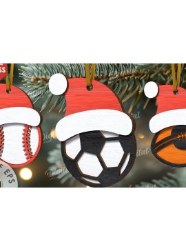 Σετ των 2 Intra απο ξύλο plywood 3mm-4mm πάχος – XMas Sports Ornaments Πακέτο κοπής με λέιζερ Δίασταση  20x20 cm INTRAFABR-110834338