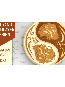 Σετ των 2 Intra απο ξύλο plywood 3mm-4mm πάχος – YIN YANG Πολυστρωματική Δίασταση  20x20 cm INTRAFABR-94252597