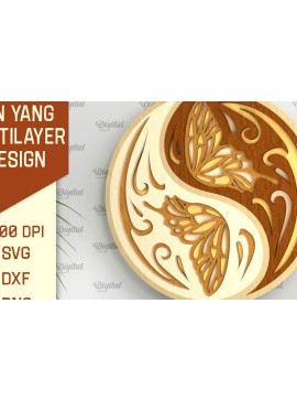 Σετ των 2 Intra απο ξύλο plywood 3mm-4mm πάχος – YIN YANG Πολυστρωματική Δίασταση  20x20 cm INTRAFABR-94252072