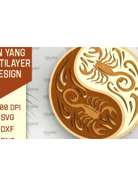 Σετ των 2 Intra απο ξύλο plywood 3mm-4mm πάχος – YIN YANG Πολυστρωματική Δίασταση  20x20 cm INTRAFABR-94252179