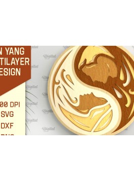 Σετ των 2 Intra απο ξύλο plywood 3mm-4mm πάχος – YIN YANG Πολυστρωματική Δίασταση  20x20 cm INTRAFABR-94252504