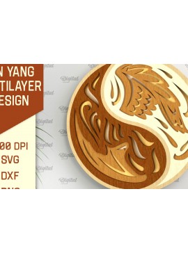 Σετ των 2 Intra απο ξύλο plywood 3mm-4mm πάχος – YIN YANG Πολυστρωματική Δίασταση  20x20 cm INTRAFABR-94252578