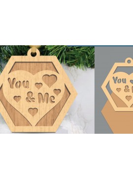 Σετ των 2 Intra απο ξύλο plywood 3mm-4mm πάχος – You and Me Ornament Δίασταση  20x20 cm INTRAFABR-105469628