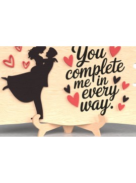 Σετ των 2 Intra απο ξύλο plywood 3mm-4mm πάχος – You Complete Me Love Plaque Δίασταση  20x20 cm INTRAFABR-110819729