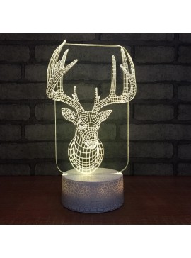 Intra απο ξύλο plywood 3mm-4mm πάχος - Χριστουγεννιάτικο ντεκόρ με κεφάλι ελαφιού τρισδιάστατο φωτιστικό ψευδαίσθησης Δίασταση 30x30 cm Intraeaxys-joedqln1