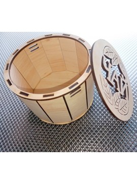 Intra απο ξύλο plywood 3mm-4mm πάχος - Στρογγυλό κουτί τσαγιού Δίασταση 30x30 cm Intraeaxys-67wlr881