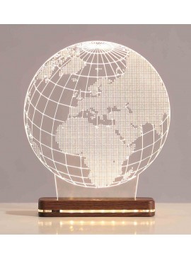 Intra απο ξύλο plywood 3mm-4mm πάχος - Globe 3D Illusion Night Lamp Δίασταση 30x30 cm Intraeaxys-078y2gno