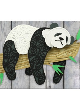Intra απο ξύλο plywood 3mm-4mm πάχος - Panda που βρίσκεται στον κλάδο δέντρων Δίασταση 30x30 cm Intraeaxys-m1d69gl7
