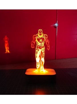 Intra απο ξύλο plywood 3mm-4mm πάχος - Iron Man ακρυλικό 3D LED φωτιστικό νύχτας Δίασταση 20x20 cm Intraeaxys-91jdj081