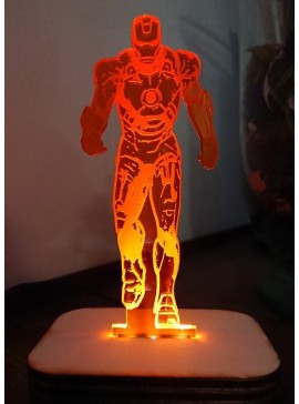 Intra απο ξύλο plywood 3mm-4mm πάχος - Iron Man 3D Night Light Δίασταση 20x20 cm Intraeaxys-r1z2kew1