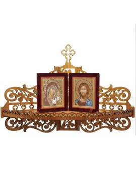 Intra απο ξύλο plywood 3mm-4mm πάχος - Χριστιανικό σπίτι βωμού ξύλινο ράφι για εικονίδια Δίασταση 40x50 cm Intraeaxys-ro6y0mn7