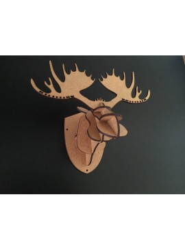 Intra απο ξύλο plywood 3mm-4mm πάχος - Moose Head 3D Δίασταση 30x30 cm Intraeaxys-m1d6jkx7