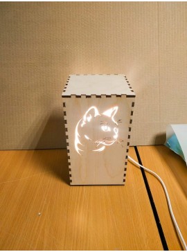 Intra απο ξύλο plywood 3mm-4mm πάχος - Φωτιστικό νύχτας Kitty Cat Δίασταση 30x30 cm Intraeaxys-eo0qzz31