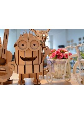 Intra απο ξύλο plywood 3mm-4mm πάχος - Minion Μολυβοθήκη για Παιδιά Δίασταση 30x30 cm Intraeaxys-r7vmn2k7