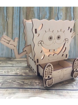 Intra απο ξύλο plywood 3mm-4mm πάχος - Μολυβοθήκη Μπομπ Σφουγγαράκης Δίασταση 30x30 cm Intraeaxys-67wl8gw1