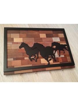 Intra απο ξύλο plywood 3mm-4mm πάχος - Διακόσμηση τοίχου αλόγου Κρεμάστρα κλειδιών Δίασταση 30x30 cm Intraeaxys-eo20xmq7