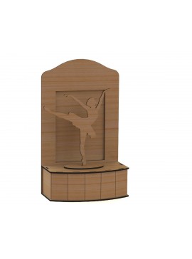 Intra απο ξύλο plywood 3mm-4mm πάχος - Μπαλαρίνα στη σκηνή 3D Δίασταση 30x30 cm Intraeaxys-zo9yv5x7
