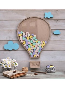 Intra απο ξύλο plywood 3mm-4mm πάχος - Βιβλίο επισκεπτών Wedding Hot Air Balloon Δίασταση 30x30 cm Intraeaxys-eo208q37
