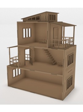 Intra απο ξύλο plywood 3mm-4mm πάχος - Ξύλινο Μοντέρνο Κουκλόσπιτο 3mm Δίασταση 30x30 cm Intraeaxys-51rreym1