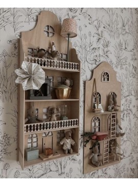 Intra απο ξύλο plywood 3mm-4mm πάχος - Ράφι τοίχου κουκλόσπιτου Δίασταση 30x30 cm Intraeaxys-078y0yjo