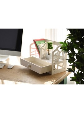 Intra απο ξύλο plywood 3mm-4mm πάχος - Μικρή Επιτραπέζια Βιβλιοθήκη με Συρτάρι Δίασταση 30x30 cm Intraeaxys-67wl2v81