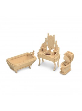 Intra απο ξύλο plywood 3mm-4mm πάχος - Σετ Έπιπλα Κουκλόσπιτου Μπάνιου 3D Puzzle Δίασταση 30x30 cm Intraeaxys-r7vmve57