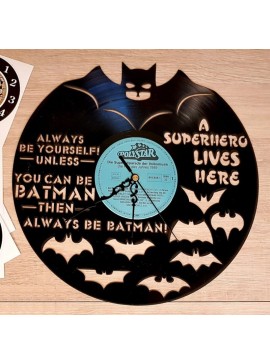 Intra απο ξύλο plywood 3mm-4mm πάχος - Ρολόι τοίχου Batman Vinyl Record Δίασταση 30x30 cm Intraeaxys-yon0k527